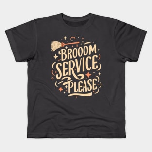 Witchy Whimsy: Broom Service Please Halloween Tee Kids T-Shirt